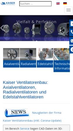 Vorschau der mobilen Webseite www.kaiser-kg.de, Kaiser Ventilatorenbau KG