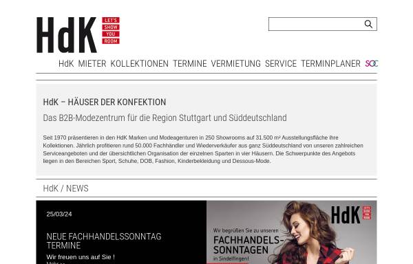 Vorschau von www.hdk-modezentrum.de, Vermietungsgesellschaft Häuser der Konfektion GbR