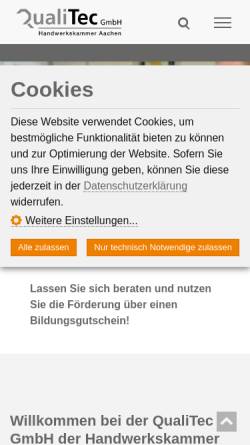 Vorschau der mobilen Webseite www.qualitec-aachen.de, QualiTec GmbH