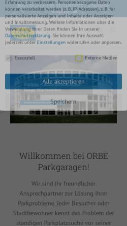 Vorschau der mobilen Webseite www.orbe-parkgaragen.de, ORBE Parkgaragen II OHG