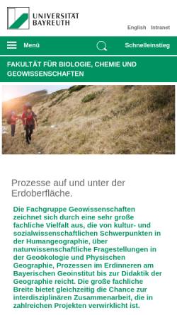 Vorschau der mobilen Webseite www.geo.uni-bayreuth.de, Fachgruppe Geowissenschaften der Universität Bayreuth
