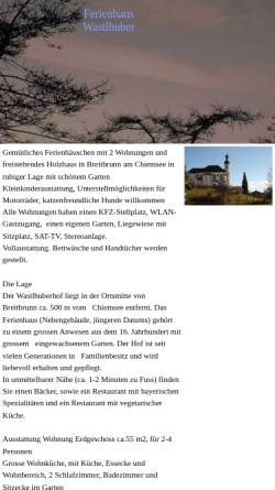 Vorschau der mobilen Webseite www.wastlhuber-ferienhaus.de, Ferienhaus Wastlhuberhof