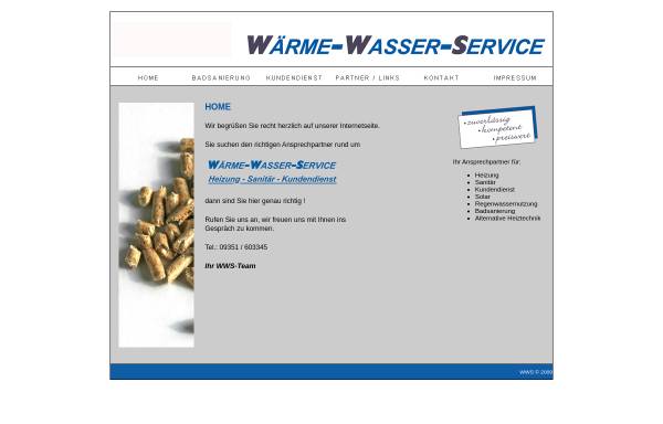 Vorschau von www.waerme-wasser-service.de, WWS Wärme-Wasser-Service