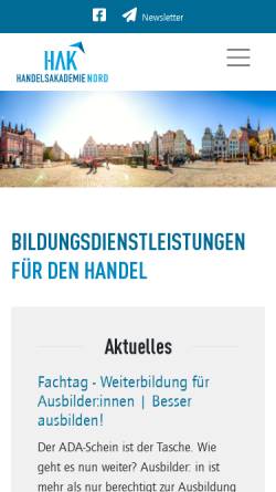 Vorschau der mobilen Webseite www.hak-nord.de, Handelsakademie des Einzelhandelsverbandes Nord-Ost GmbH