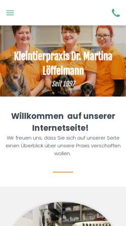 Vorschau der mobilen Webseite www.tierarzt-loeffelmann.de, Kleintierarztpraxis Dr. Martina Löffelmann