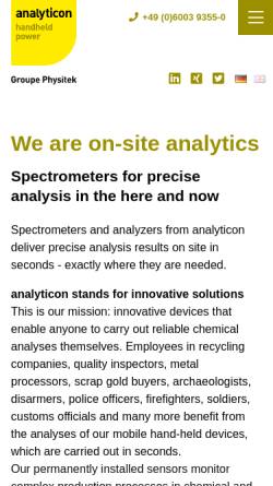 Vorschau der mobilen Webseite analyticon.eu, Analyticon Instruments GmbH