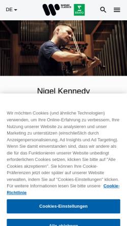 Vorschau der mobilen Webseite www.nigelkennedy.de, Nigel Kennedy
