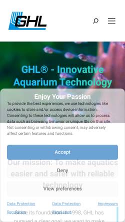 Vorschau der mobilen Webseite aquariumcomputer.com, GHL Matthias Groß GmbH & Co. KG