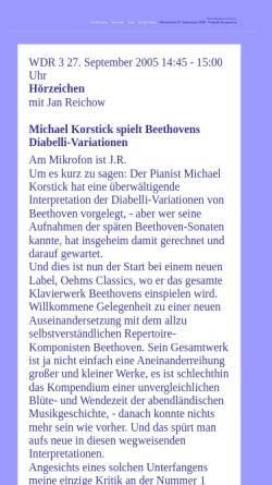 Vorschau der mobilen Webseite www.janreichow.de, Michael Korstick spielt Beethovens Diabelli-Variationen