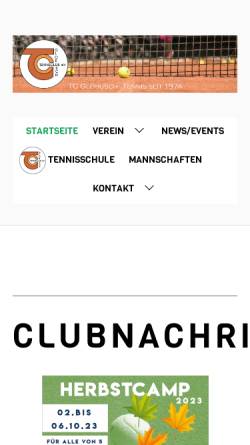 Vorschau der mobilen Webseite www.tc-gloebusch.de, Tennisclub Glöbusch in Odenthal