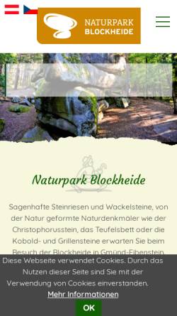 Vorschau der mobilen Webseite www.blockheide.at, Naturpark Blockheide Gmünd - Eibenstein