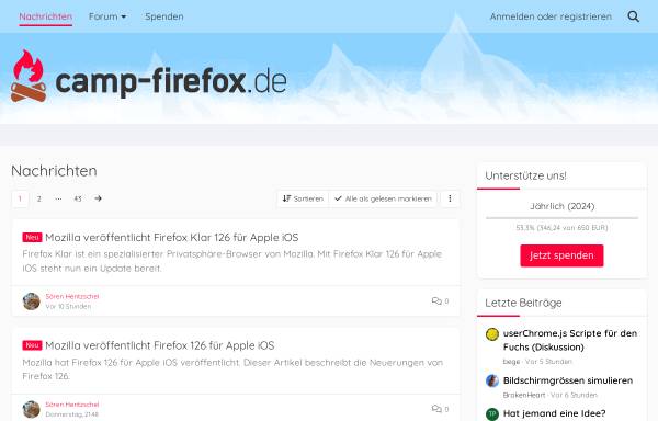 Vorschau von www.camp-firefox.de, Camp Firefox - Die Firefox-Community