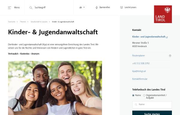 Vorschau von www.kija-tirol.at, Kinder- und Jugendanwaltschaft Tirol