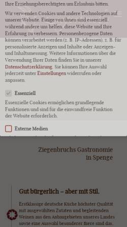 Vorschau der mobilen Webseite www.ziegenbruchs-aktuell.de, Ziegenbruchs Gastronomie, Inhaber Volker Ziegenbruch