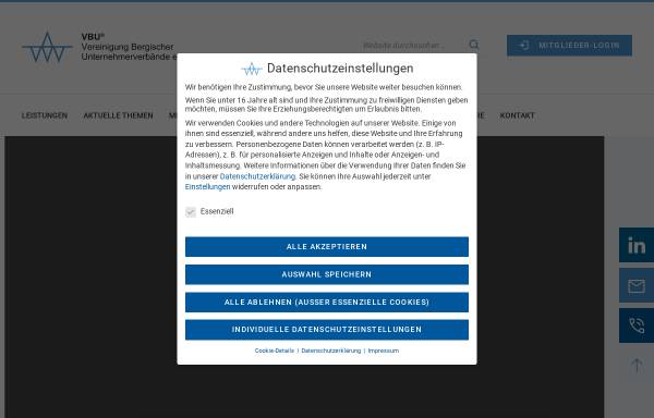 Vorschau von www.vbu-net.de, Vereinigung Bergischer Unternehmerverbände e.V. (VBU)