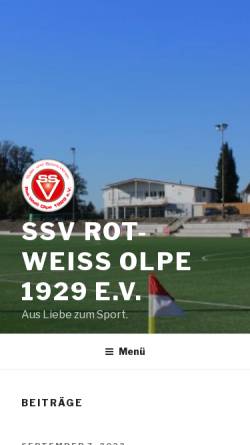 Vorschau der mobilen Webseite www.rot-weiss-olpe.de, Spiel- und Sportverein Kürten-Olpe
