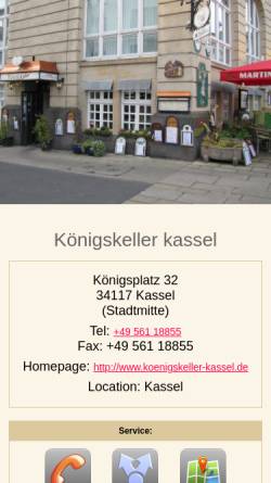 Vorschau der mobilen Webseite www.koenigskeller-kassel.de, Königs Keller