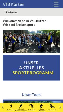 Vorschau der mobilen Webseite vfbkuerten.de, VFB Kürten