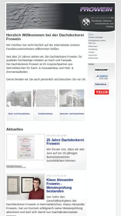 Vorschau der mobilen Webseite www.dachdeckerei-frowein.de, Dachdeckerei Frowein