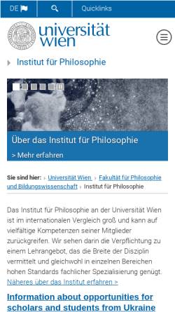 Vorschau der mobilen Webseite philosophie.univie.ac.at, Institut für Philosophie