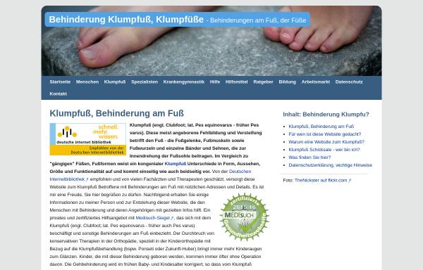 Vorschau von www.klumpfuesse.de, Klumpfuß - Ratgeber und Wegweiser