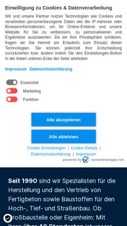 Vorschau der mobilen Webseite www.happy-beton.de, Happy Beton GmbH & Co. KG