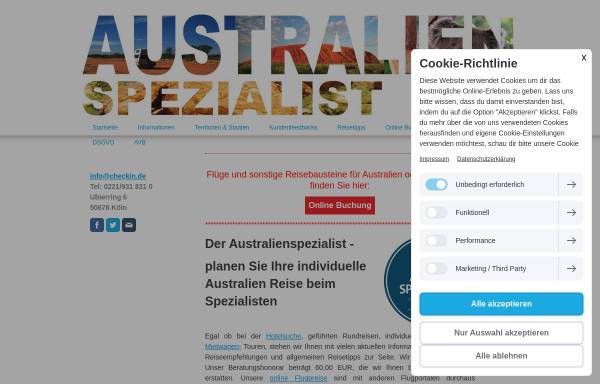 Vorschau von australienspezialist.com, Check in Reisen, Jürgen Prausse e.K.
