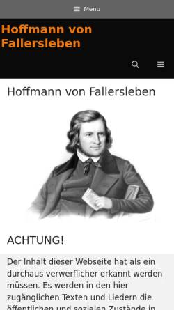 Vorschau der mobilen Webseite www.von-fallersleben.de, Hoffmann von Fallersleben - Das Archiv über den Dichter, der 
