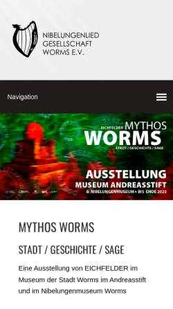 Vorschau der mobilen Webseite www.nibelungenlied-gesellschaft.de, Nibelungenlied Gesellschaft Worms