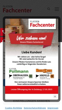 Vorschau der mobilen Webseite www.fliesenfachcenter.de, Fliesen Fachcenter LUI