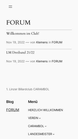 Vorschau der mobilen Webseite www.fuchsmc.eu, 1.Linzer Billardclub Union