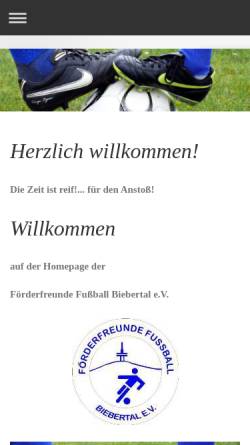 Vorschau der mobilen Webseite www.foerderfreunde-fussball-biebertal.de, Förderfreunde Fußball Biebertal e.V.