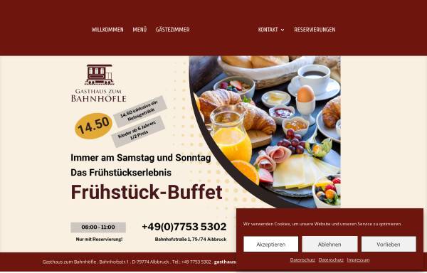 Vorschau von www.gasthaus-bahnhoefle.de, Hotel-Restaurant Bahnhöfle