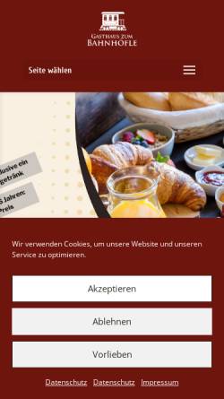 Vorschau der mobilen Webseite www.gasthaus-bahnhoefle.de, Hotel-Restaurant Bahnhöfle