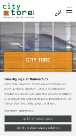 Vorschau der mobilen Webseite www.city-tore.de, City Tore GmbH