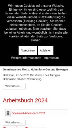 Vorschau der mobilen Webseite www.turngau-hohenlohe.de, Turngau Hohenlohe