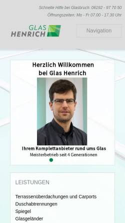 Vorschau der mobilen Webseite www.glas-henrich.de, Glas Henrich GmbH