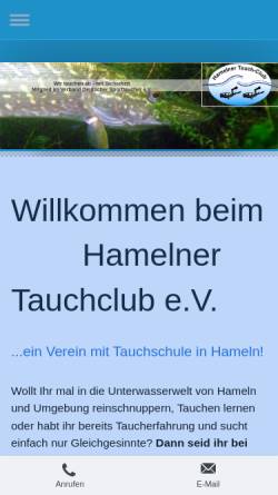 Vorschau der mobilen Webseite www.hamelnertauchclub.de, Hamelner Tauchclub