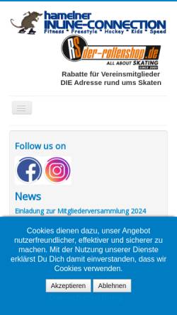 Vorschau der mobilen Webseite www.hamelner-inline-connection.de, Hamelner-Inline-Connection e.V.