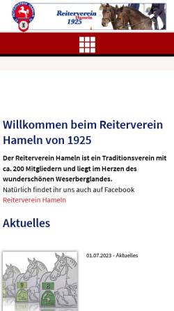 Vorschau der mobilen Webseite www.reiterverein-hameln.de, Reiterverein Hameln von 1925 e.V.
