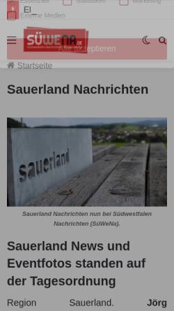Vorschau der mobilen Webseite www.suedwestfalen-nachrichten.de, Sauerland Nachrichten