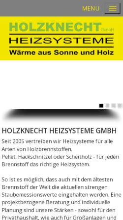 Vorschau der mobilen Webseite www.holzknecht-heizsysteme.de, Holzknecht Heizsysteme GmbH