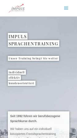 Vorschau der mobilen Webseite www.impuls-sprachentraining.de, Impuls Sprachentraining GmbH