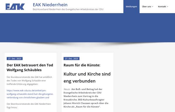 Vorschau von www.eak-niederrhein.de, Evangelischer Arbeitskreis der CDU Bezirksverband Niederrhein