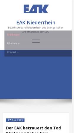 Vorschau der mobilen Webseite www.eak-niederrhein.de, Evangelischer Arbeitskreis der CDU Bezirksverband Niederrhein