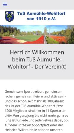 Vorschau der mobilen Webseite www.tus-aumuehle-wohltorf.de, Turn- und Sportverein Aumühle-Wohltorf von 1910 e.V.
