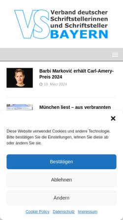 Vorschau der mobilen Webseite www.schriftsteller-bayern.de, Verband Deutscher Schriftsteller in Bayern