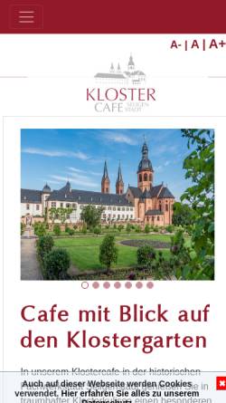 Vorschau der mobilen Webseite www.klostercafe-seligenstadt.de, Klostercafe Seligenstadt