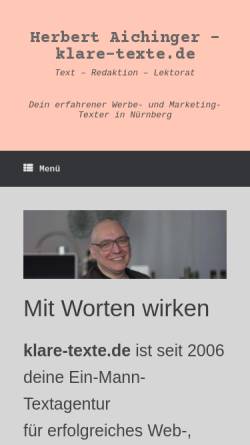 Vorschau der mobilen Webseite www.klare-texte.de, Klare-texte.de Herbert Aichinger