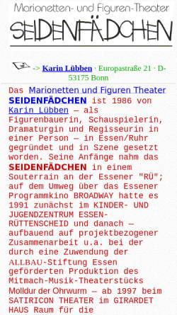Vorschau der mobilen Webseite www.luebben-web.de, Marionetten- und Figuren-Theater Seidenfädchen